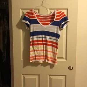 V neck striped shirt